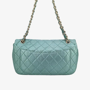 CHANEL Vintage Green Lambskin Crystal Embellished Flap Bag