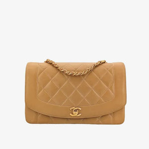 CHANEL Vintage Beige Lambskin 25cm Diana Flap Bag