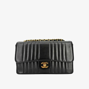 CHANEL Vintage Black Lambskin Vertical Flap Bag