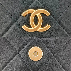 CHANEL Black Calfskin Imitation Pearls Flap Bag