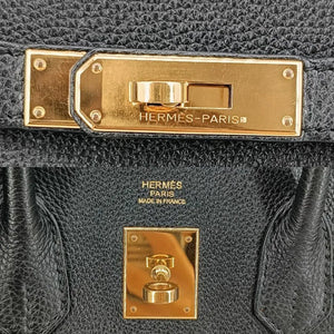 HERMES Birkin 30 Black Taurillon Clemence Leather Handbag