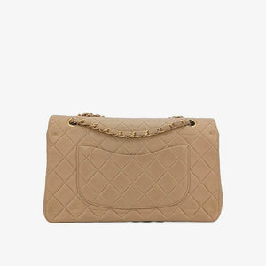 CHANEL Vintage Beige Lambskin 25cm Classic Flap Bag