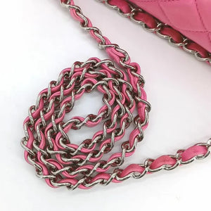 CHANEL Pink Lambskin Upside Down Flap Bag