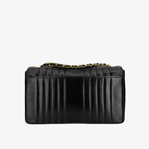 将图片加载到图库查看器，CHANEL Vintage Black Lambskin Vertical Flap Bag
