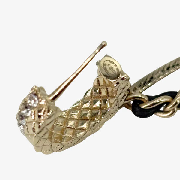 이미지를 갤러리 뷰어에 로드 , CHANEL Pale Gold Crystal Chain CC Long Drop Earrings
