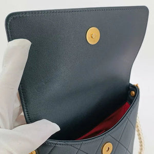 CHANEL Black Calfskin Imitation Pearls Flap Bag