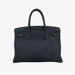 HERMES Birkin 30 Black Taurillon Clemence Leather Handbag