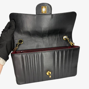 CHANEL Vintage Black Lambskin Vertical Flap Bag