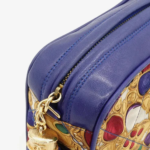 将图片加载到图库查看器，CHANEL Vinatge Blue Satin Mini Bag
