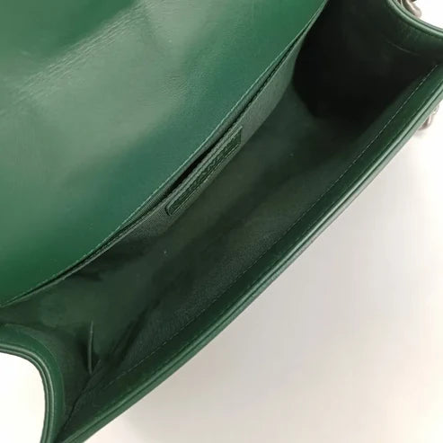 Load image into Gallery viewer, CHANEL Boy Green Lambskin Flap Bag
