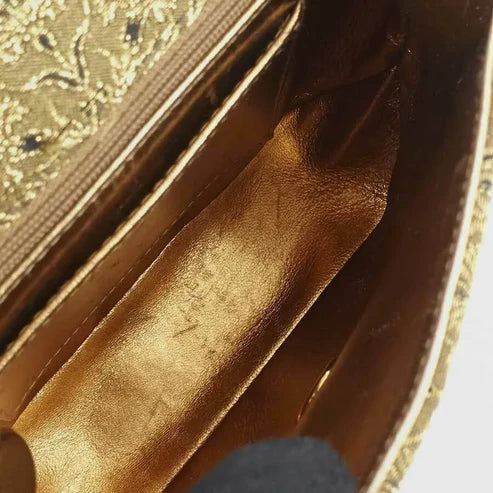 将图片加载到图库查看器，CHANEL Vintage Gold Nishijin Woven Flap Bag
