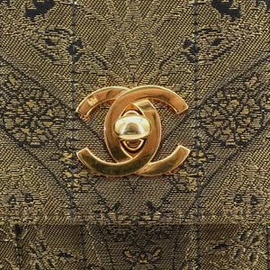 CHANEL Vintage Gold Nishijin Woven Flap Bag