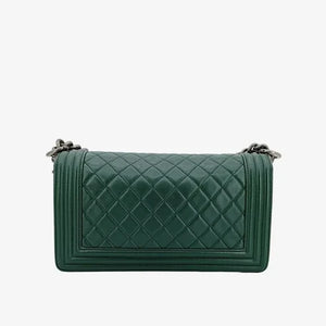 CHANEL Boy Green Lambskin Flap Bag