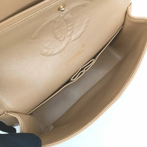 CHANEL Vintage Beige Lambskin 25cm Classic Flap Bag
