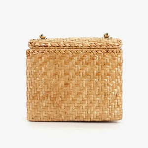 CHANEL Vintage Brown Rattan 17cm Mini Square Flap Bag
