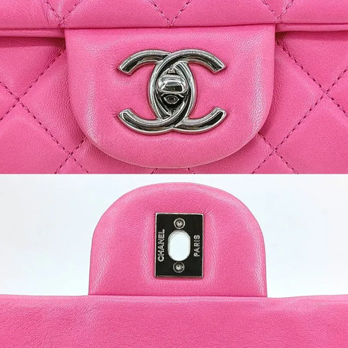 将图片加载到图库查看器，CHANEL Pink Lambskin Upside Down Flap Bag
