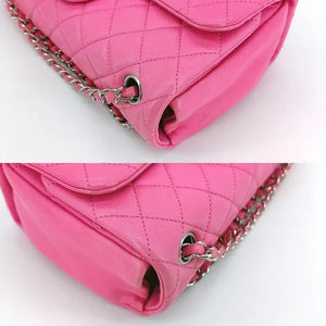 CHANEL Pink Lambskin Upside Down Flap Bag