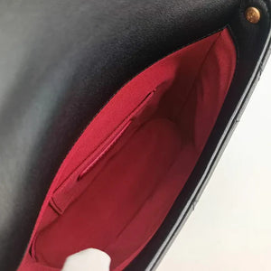 CHANEL Black Calfskin Imitation Pearls Flap Bag