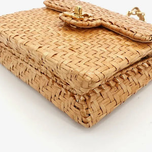 CHANEL Vintage Brown Rattan 17cm Mini Square Flap Bag