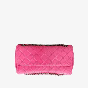 CHANEL Pink Lambskin Upside Down Flap Bag