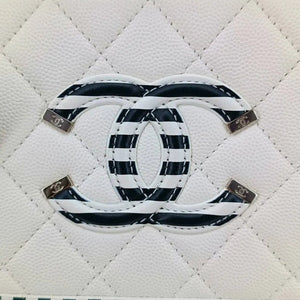 CHANEL Bicolor White/Black Caviar Leather Vanity Case Bag