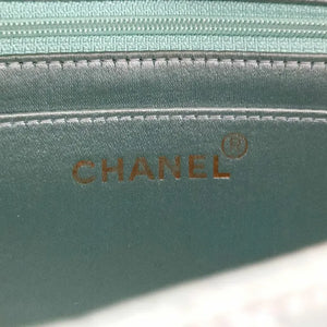 CHANEL Vintage Light Blue Satin Gold Chain 19cm Diana Flap Bag