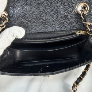 CHANEL Black Caviar Mini Classic Square Flap Bag