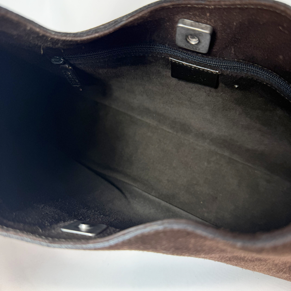 将图片加载到图库查看器，GUCCI  Brown Suede Moon  Shoulder Bag
