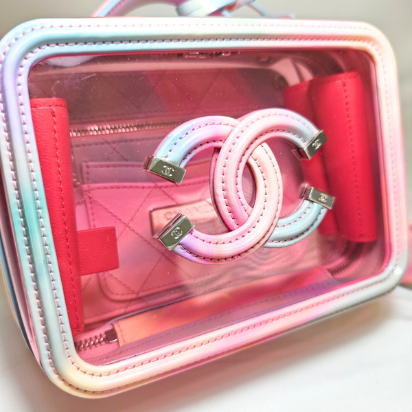 Load image into Gallery viewer, CHANEL Pink PVC &amp; Multicolor  Patent Leather CC Vanity Case
