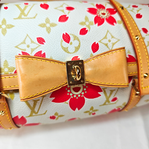 LOUIS VUITTON Papillon handbag Cherry Blossom Takashi Murakami Monogram Canvas White/Raspberry Pink Magnet type