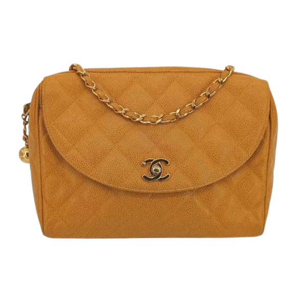 将图片加载到图库查看器，CHANEL Vintage Beige Caviar Leather Quilted Camera Bag
