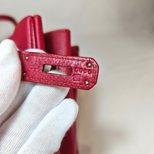 HERMES Birkin 35 Taurillon Leather Rouge Casaque Square O Stamp 2011