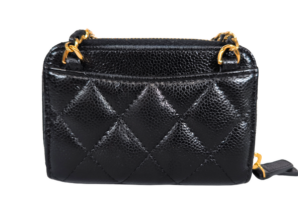 Load image into Gallery viewer, CHANEL Caviarskin Matelasse  Crossbody Chain Wallet Coin Case
