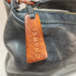 CHANEL Wood Caviar Black Hand Bag