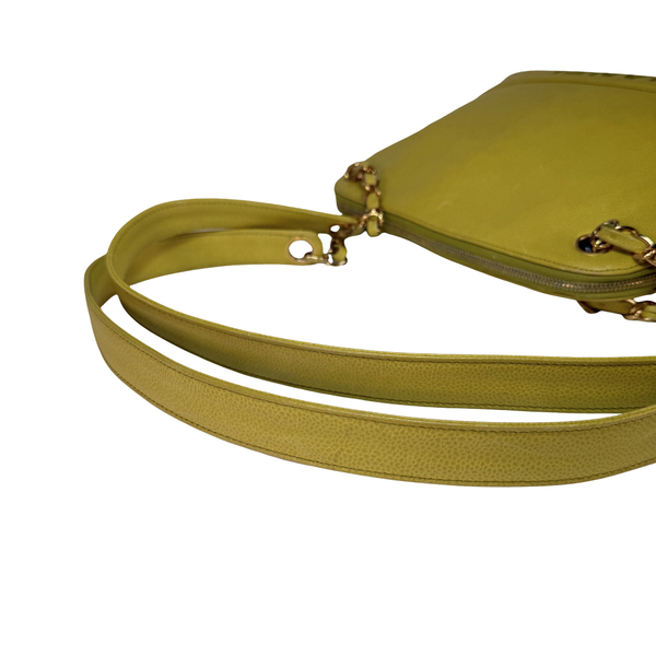 Load image into Gallery viewer, CHANEL Lime Color Caviarskin Leather Shoulder Bag
