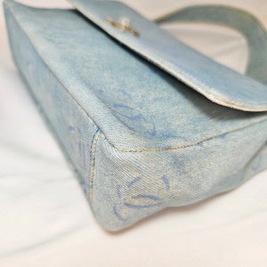 CHANEL 2002-2003 Washed Blue Denim Handbag