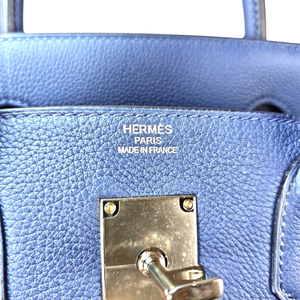 HERMES Blue Haut à Courroies Bag Togo Leather B Stamp 2023