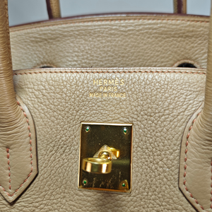 HERMES Birkin 35 Togo Leather Beige Square G Stamp 2003