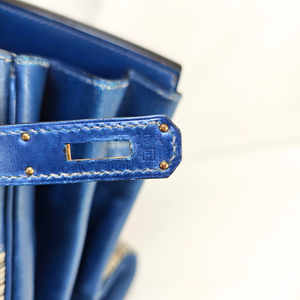 HERMES Vibrato Birkin 35 Blue Handle Bag