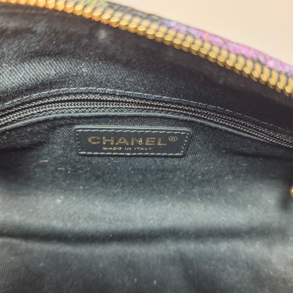 画像をギャラリービューアに読み込む, CHANEL ブラックデニム シェノンソー ボーリングバッグ ショルダーストラップ
