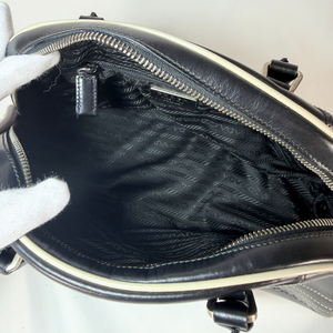 PRADA Archive Black Leather Bowler Bag