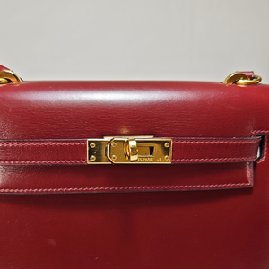 HERMES Mini Kelly 20 Box Calf Bordeaux Circle R Stamp 1988