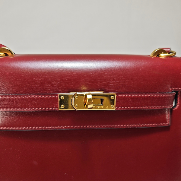 Load image into Gallery viewer, HERMES Mini Kelly 20 Box Calf Bordeaux Circle R Stamp 1988
