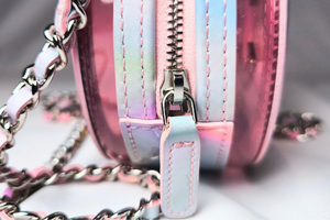 CHANEL Pink PVC & Multicolor  Patent Leather CC Round Shoulder Bag