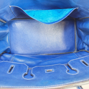 HERMES Vibrato Birkin 35 Blue Handle Bag