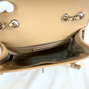 CHANEL Beige Quilted Leather Covered CC Small Crossbody Bag
