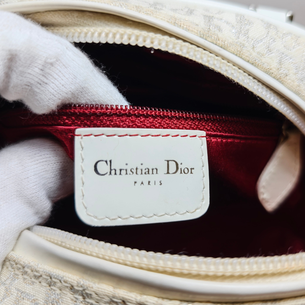 将图片加载到图库查看器，Dior Trotter Gambler Dice Bowler White Hand Bag 2004FW
