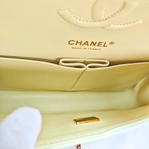 CHANEL Buttercream Yellow Caviar Small Classic Double Flap Bag