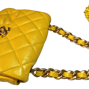 CHANEL Yellow Mini Matelassé Flap Bag