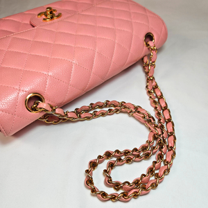 CHANEL サクラピンク キャビアスキンレザー フラップバッグ 25
